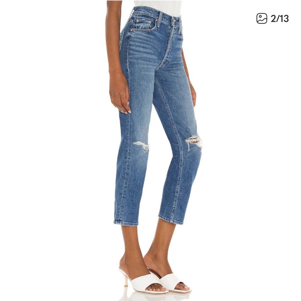 MOTHER Tomcat High-Rise Destroyed Jeans - Medium Blue
